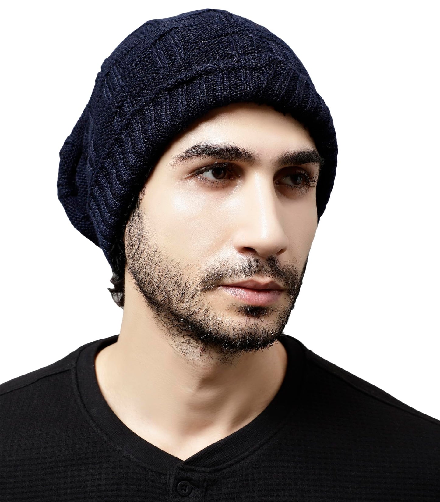 Weavers Villa Snow Proof Inside Fur Acro Wool Unisex Beanie Cap Knit Hat Thick Fleece Lined Winter Cap for Men & Women, Free Siz