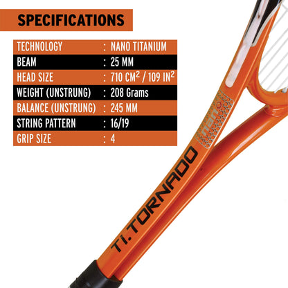HEAD Nano TI Tornado Squash Racquet - Lightweight, Durable, High-Performance Model