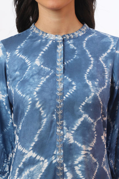Aurelia Women's Blue Printed Zaria-Line Kurta