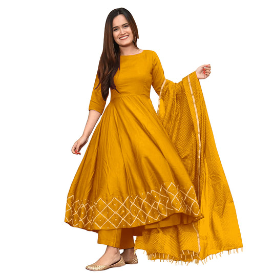 GoSriKi womens Kurta With Gold Printed Dupatta