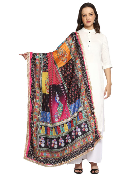 Weavers Villa WomenS Poly Silk Digital Graphic Printed Ethnic Dupatta, Chunni, 2.25 Mtrs