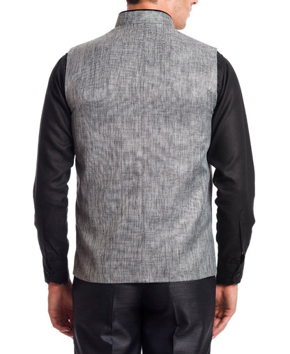 Wintage Men'S Rayon Bandhgala Festive Grey Nehru Jacket Waistcoat