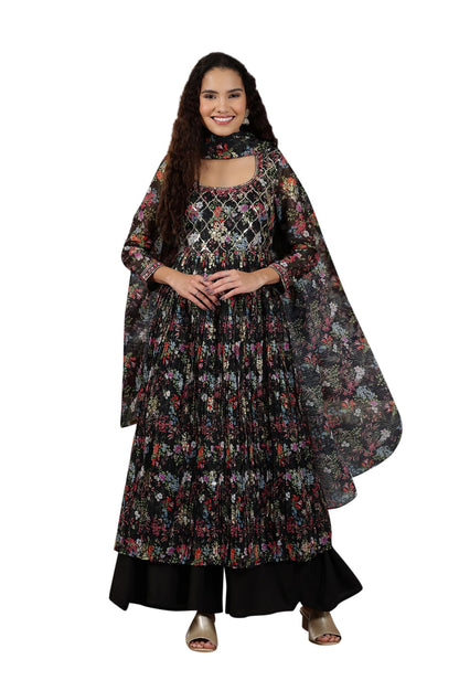 Aurelia WomenS Floral Printed Flared Kurta Set With Palazzos And Dupatta For Women
