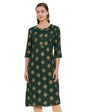 anubhutee Women's Olive Green Golden Ethnic Printed A-Line Kurta