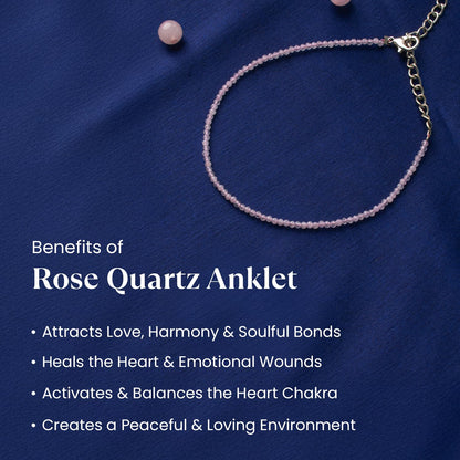 Astrotalk Rose Quartz Anklet | Stone of Love, Healing & Harmony | Rose Quartz Anklet for Women | Best Gift for Woman | Spiritual Jewellery for Women | Valentine Gift for Girlfriend