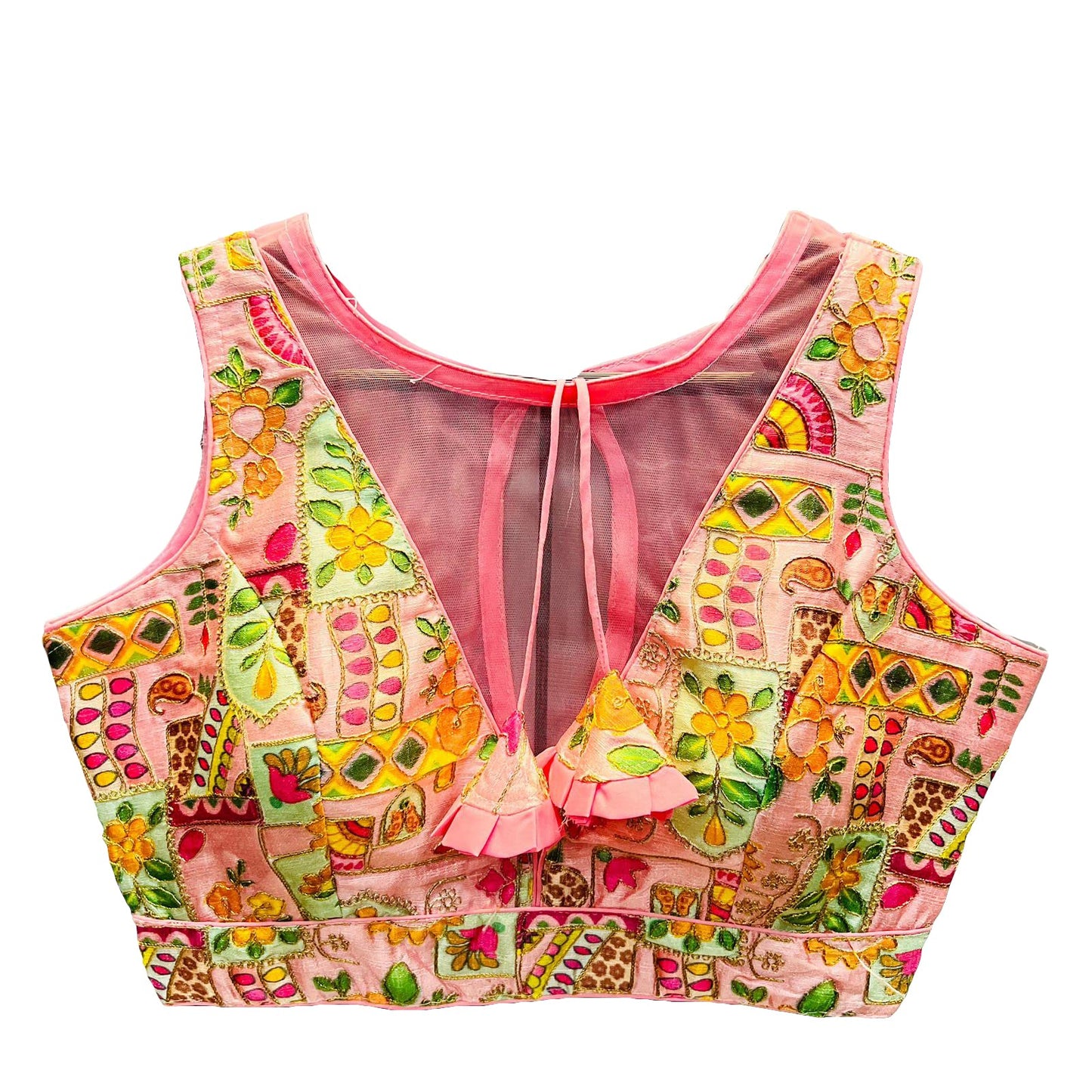 Vihu Fashion Womens Phanotm Silk Floral Sleeveless Saree Blouse