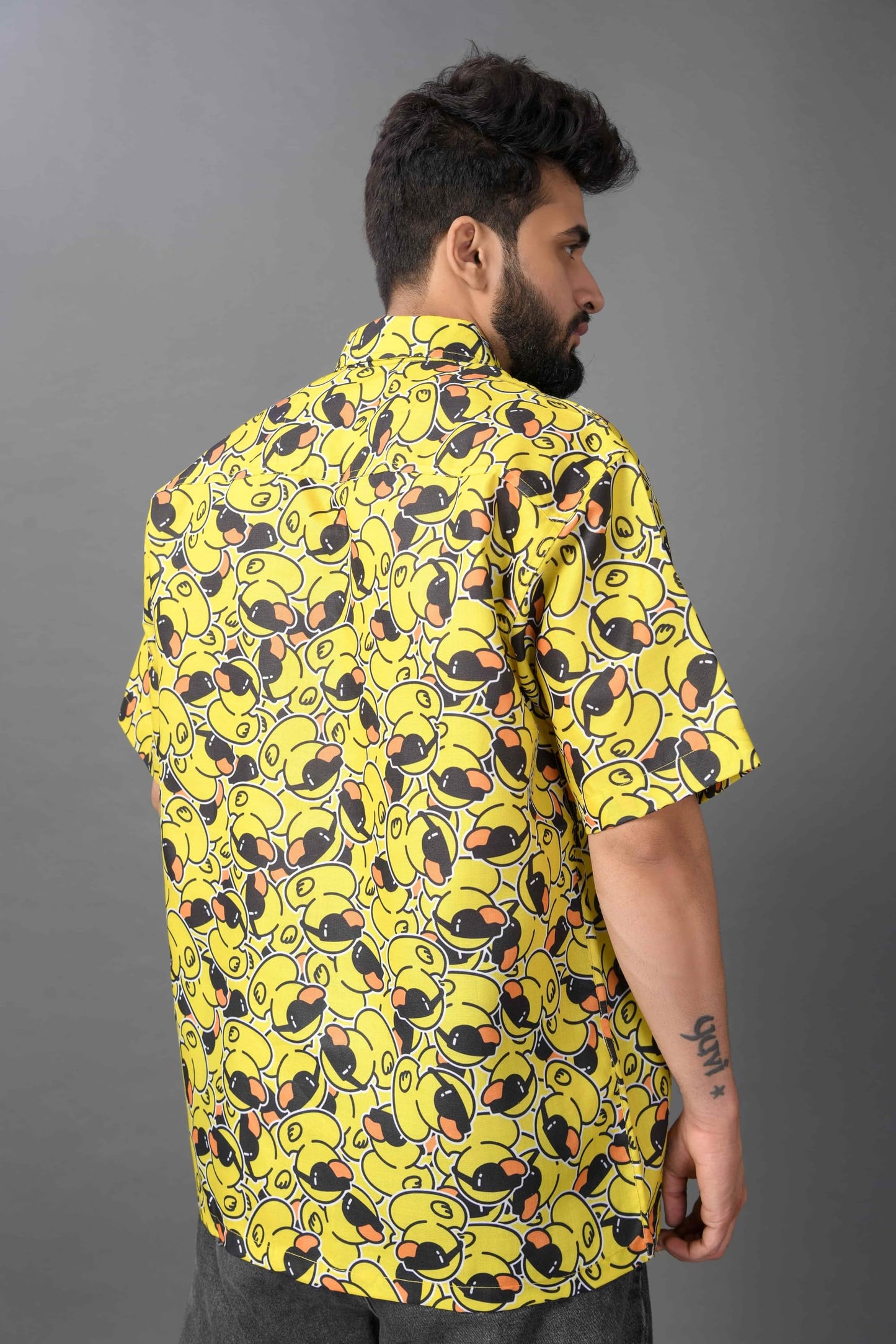 Brown Culture MenS Cotton Blend Abstract Print Shirt With Spread Collared Half Sleeves Standard Length And Button Down Closure