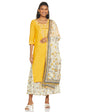 Yellow Embroidered Kurta- Light Yellow Palazzo-Dupatta