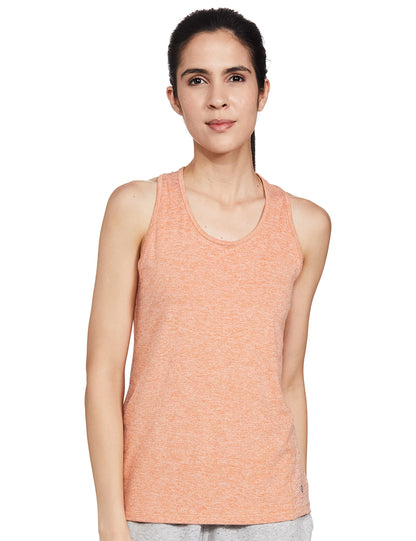 Enamor Athleisure Polyester E115 Active Racer Tank for Women| Scoop Neck Quick Dry Antimicrobial 4 Way Stretch Tank With Reflect