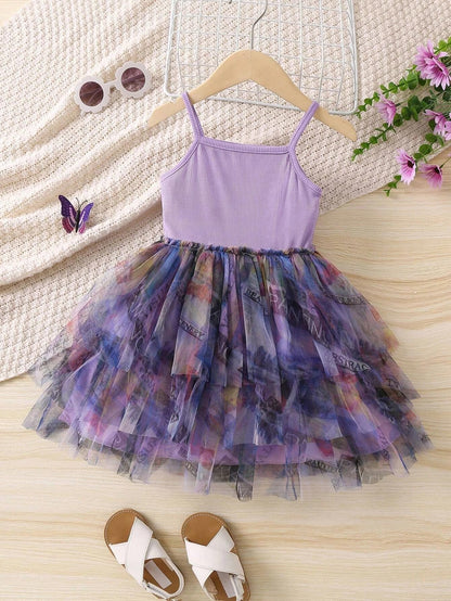 TAGAS Baby-Girls Net A-Line Knee-Length Dress Lavender