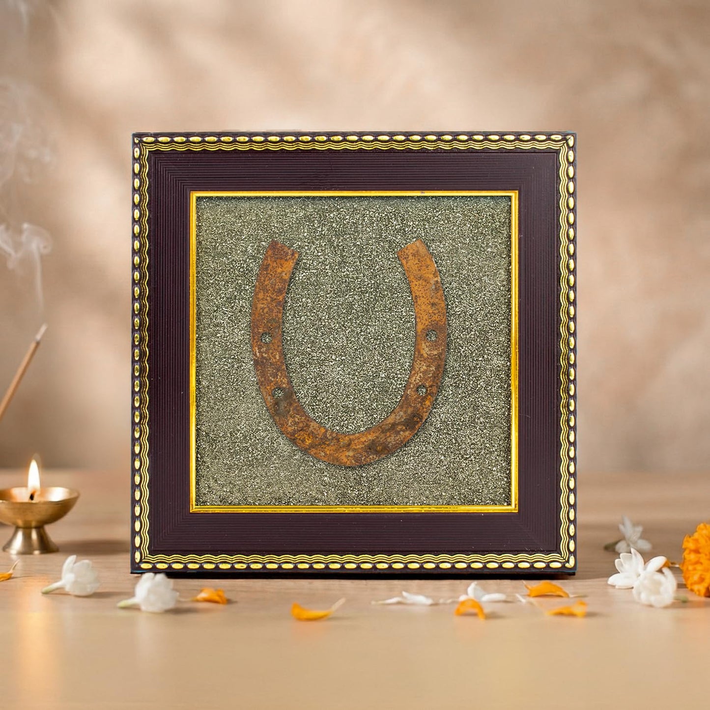 Astrotalk Ghode Ki Naal on Raw Pyrite Frame | Vastu Decorative Item for Home & Office | Attracts Wealth, Luck & Prosperity | Home Decor & Wall Decor Items for Living Room | Gift for Man & Woman