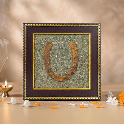 Astrotalk Ghode Ki Naal on Raw Pyrite Frame | Vastu Decorative Item for Home & Office | Attracts Wealth, Luck & Prosperity | Home Decor & Wall Decor Items for Living Room | Gift for Man & Woman