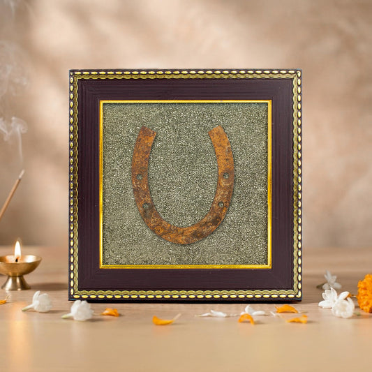 Astrotalk Ghode Ki Naal on Raw Pyrite Frame | Vastu Decorative Item for Home & Office | Attracts Wealth, Luck & Prosperity | Home Decor & Wall Decor Items for Living Room | Gift for Man & Woman