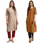 Pinkmint Printed Round Neck Kurta Set For Women Ll Kurti & Pant Set For Women Ll Regular Fit Kurta Set (Pack Of 2)
