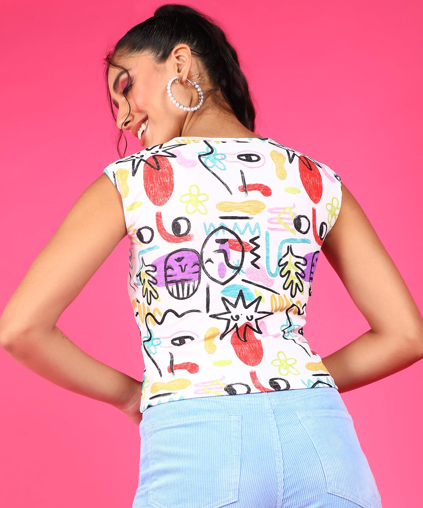 POPWINGS Casual Crush Design Sweetheart Neck Sleeveless Tops for Women || Latest Stylish Western Tops for Women || Summer Women