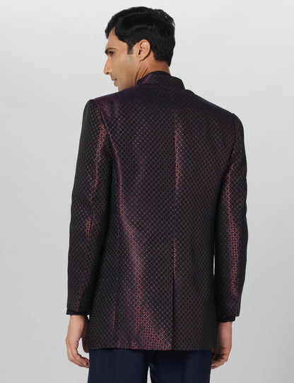 Kisah MenS Jodhpuri Bandhgala  Woven Silk Blend Ethnic Jacket For Men - Regular Fit Wedding & Festivals - Dry Clean Only, Magent
