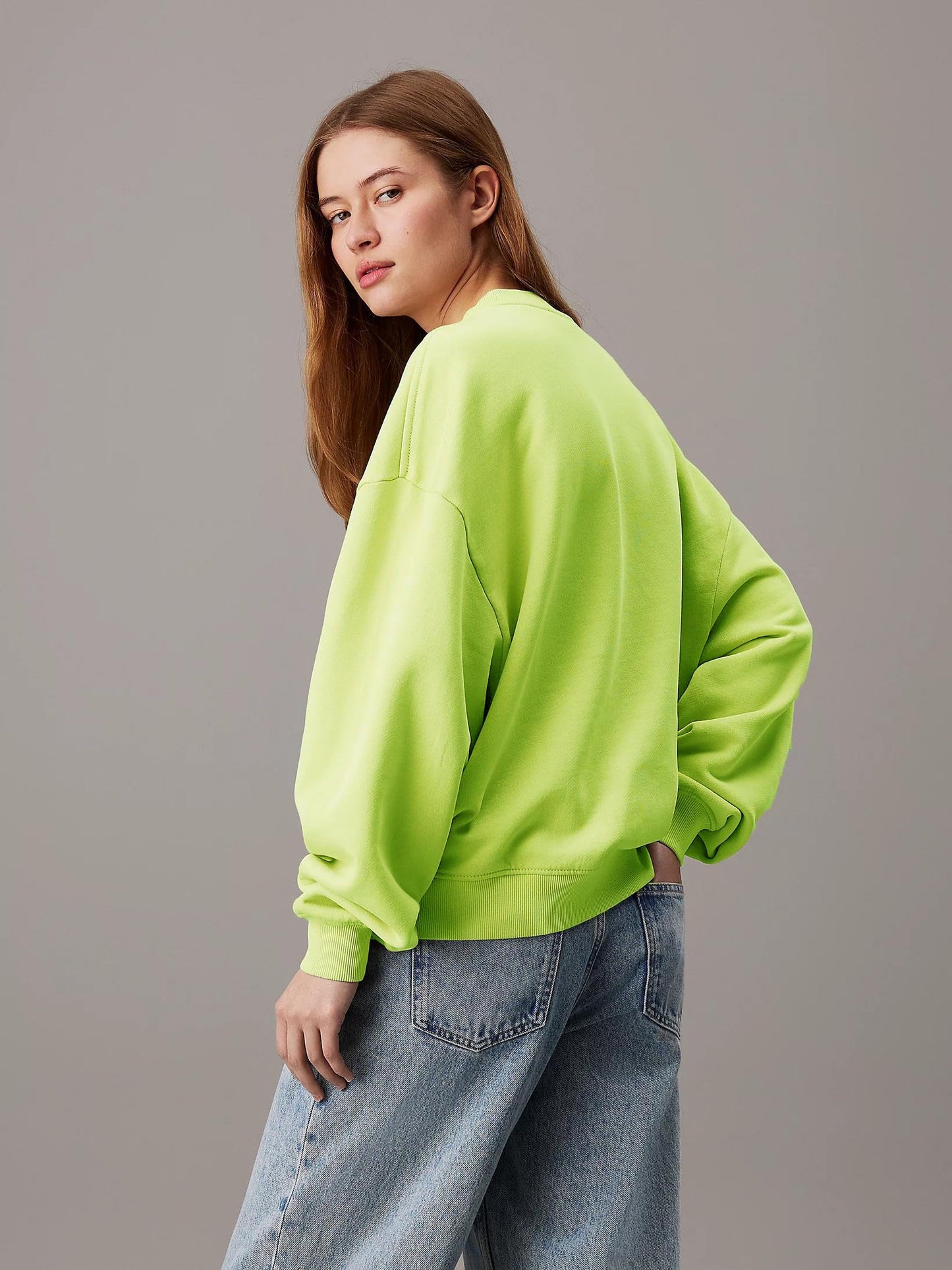 Kotty WomenS Fleece Sweatshirt Solid Pattern With Classic Round Neck(Green,Xl)