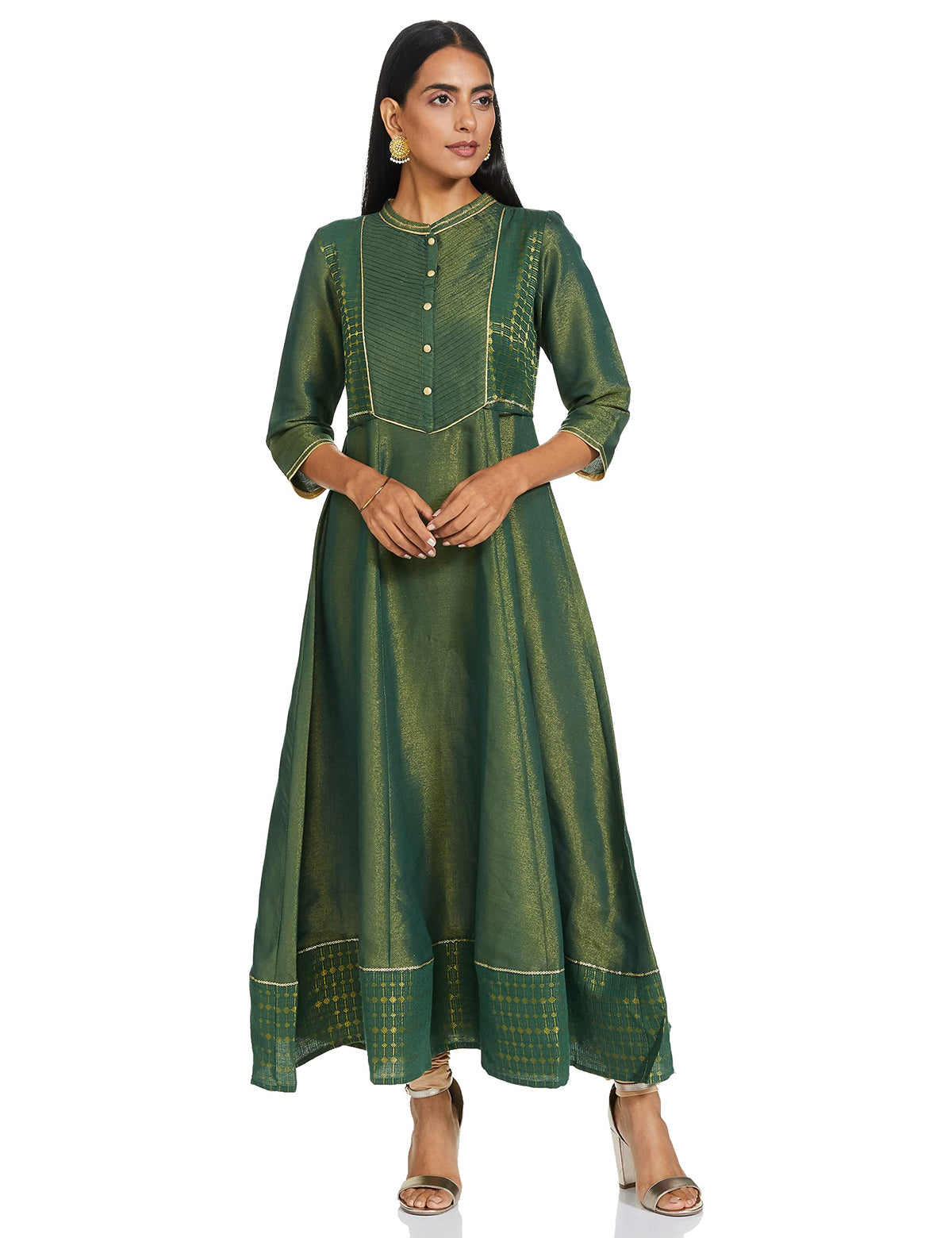 Aurelia WomenS Cotton Blend Regular Dress (21Fea11614-701280_Green_M)