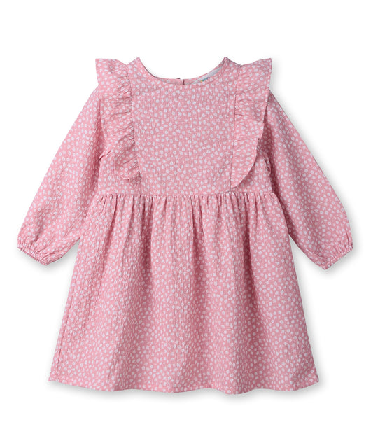 Abstract print ruffle dress LIGHT PINK