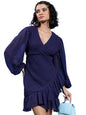 Ketch Women'S Polyester Wrap Mini Dress (Khj6000296_Navy