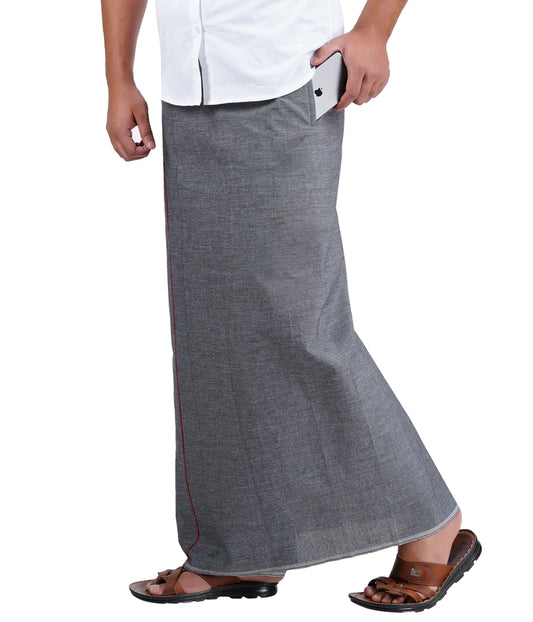 Prakasam Cotton Mens Premium Kfc Plain Welcro Pocket Dhoti (Kfc-Pln-Black)