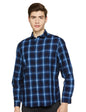Turtle Men 100% Cotton Navy Blue Check Slim Fit Full Sleeve Casual Shirt