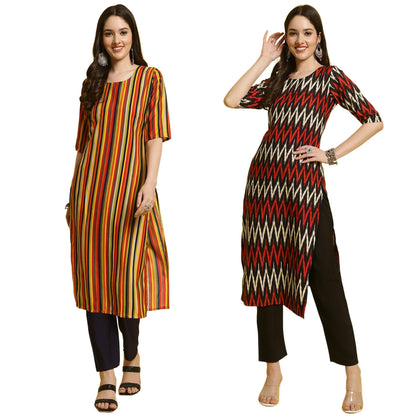 Tee Projekt Crepe Kurti & Pant Set For Women Ll Pack Of 2 Kurta Set Ll Traditional Kurta Set