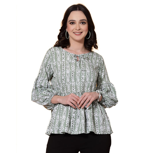 OOMPH! Peplum Tops for Women, Green - mt531