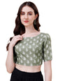 Oomph! WomenS Indian Ethnic Wear Designer Paislay Pattern Boat Neck Half Sleeve Cotton Pista Blouse For Saree Or Lehnga And Blo