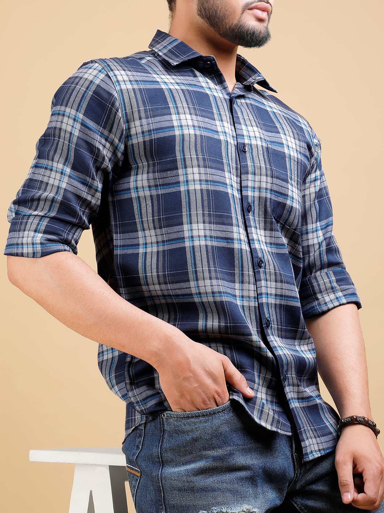 Noble Monk MenS Regular Fit Shirt | Checkered | Full Sleeves | Casual Shirt For Men
