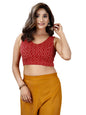 Oomph! WomenS Indian Ethnic Wear Designer Paislay Pattern Spoon Neck Sleeveless Red Blouse For Saree Or Lehnga And Blousepalazz