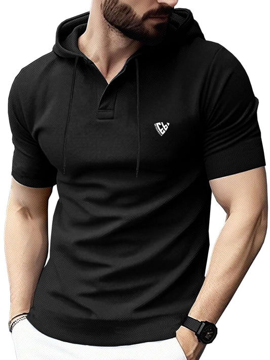 Noble Monk MenS Regular Fit Hoodie |Half Sleeves |Hooded Neck T-Shirt For Men Black