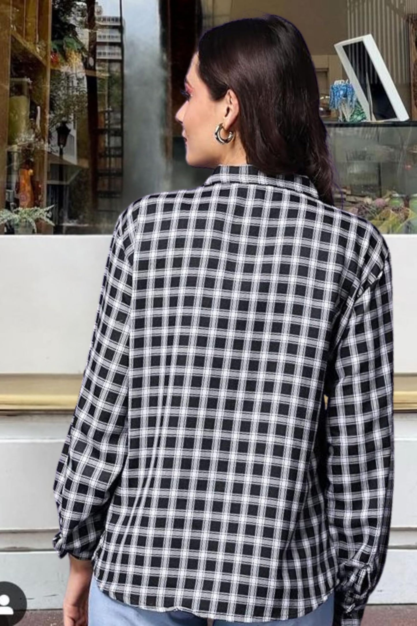 POPWINGS Casual Checks Print Cotton Full-Sleeves Shirt for Women | Stylish Summer Shirt