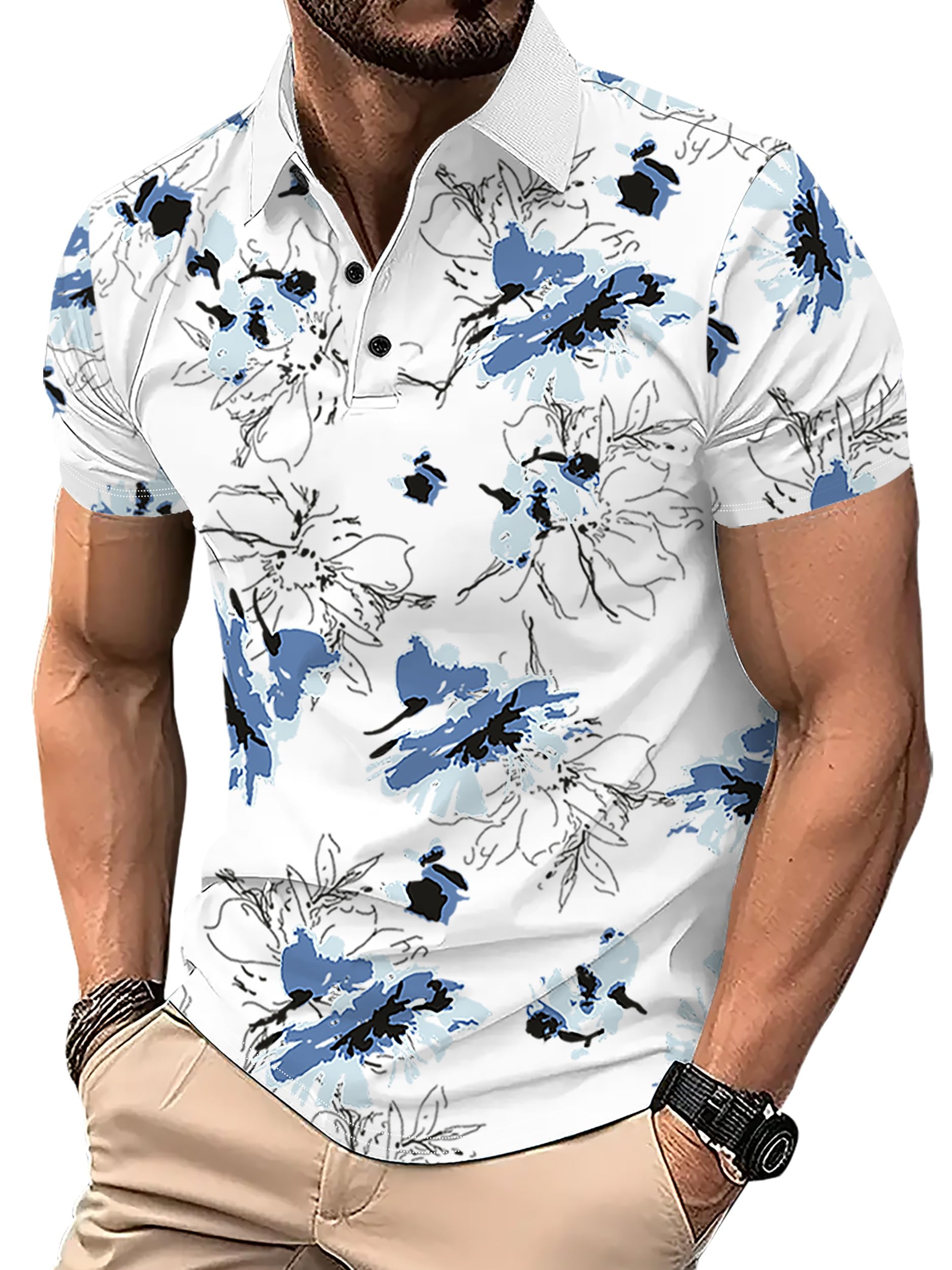 Eyebogler MenS Polo Neck Printed Regular Fit Half Sleeve T-Shirt