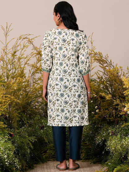 Libas WomenS Cotton Printed Straight Kurta (26945_Beige