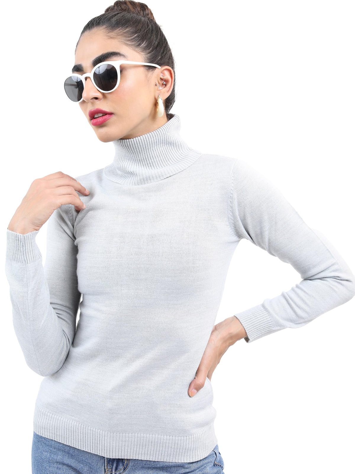 Ketch Womens Full Sleeve Slim Fit Sweater Khsw000008 Grey S