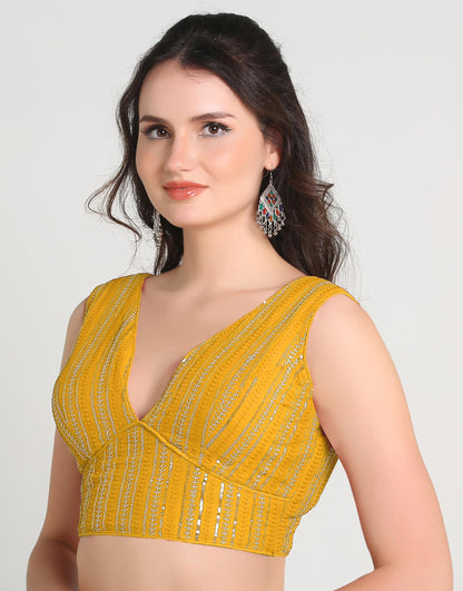 Pujia Mills WomenS Indian Ethnic Wear Sabyasachi Sequence With Dhaga Embroidered Zari Work Sweetheart Neck Blouse Sleeveless Re