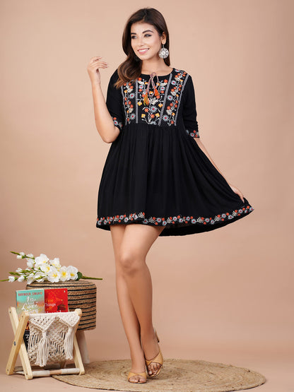DIGITAL SHOPEE Women's Rayon Embroidered Regular Dress Shirt