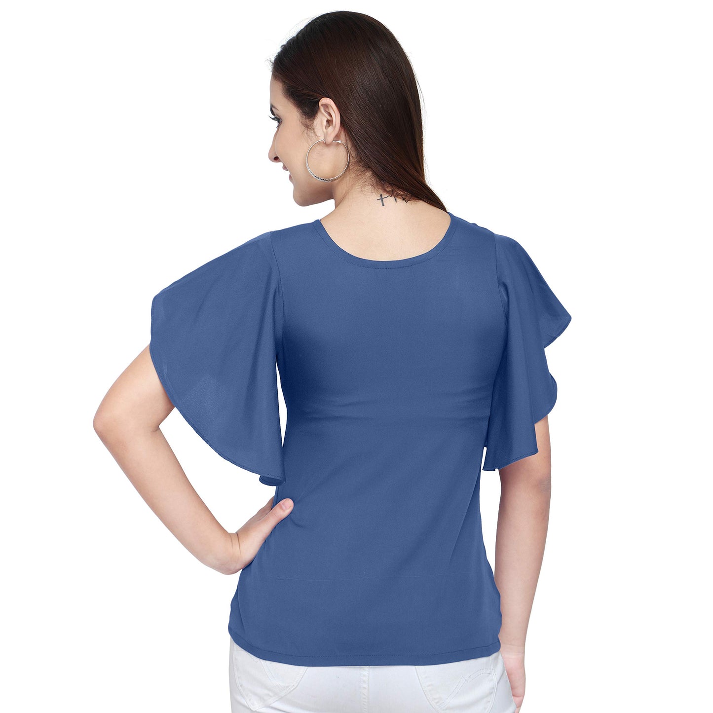 OOMPH! Womens Crepe Tank Top - Slate Blue