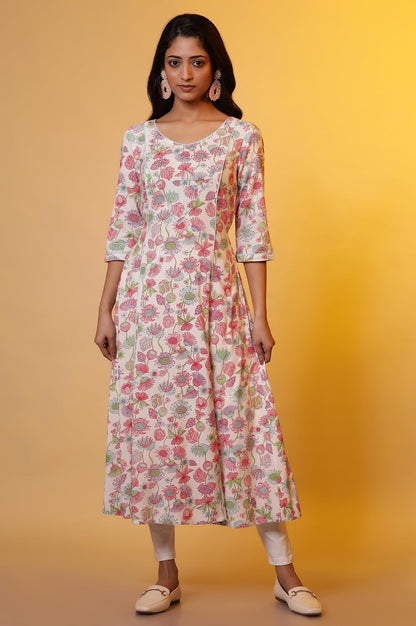Aurelia WomenS Viscose Floral Regular Kurta (24Fea15150_Off White