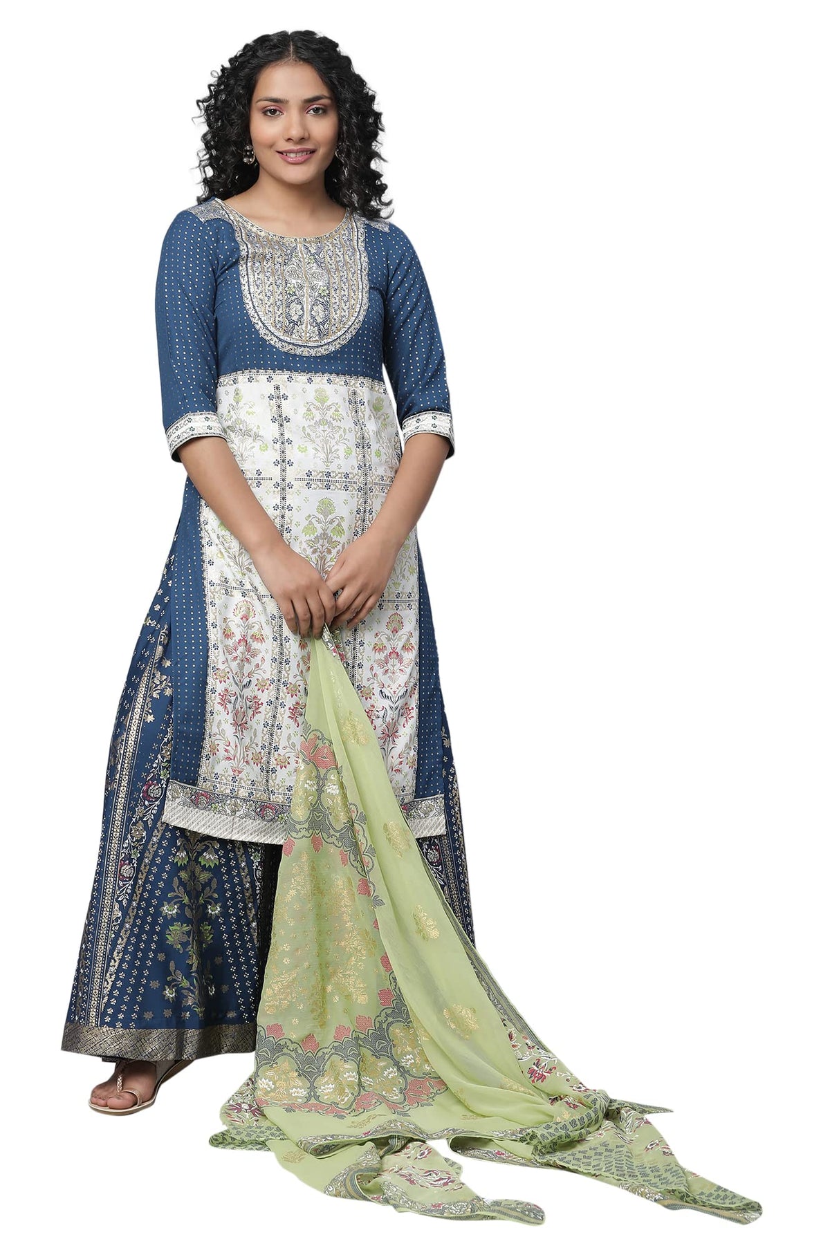 Aurelia Womens Polyester Kurta & Skirt & Dupatta (22FEAS14378-504183_Blue