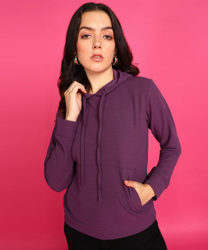 POPWINGS Casual Solid Hooded Pocket Sweatshirt for Women || Women Sweatshirts Casual Wear ||Latest Stylish Western Winter Wear S