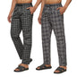 XYXX Mens Super Combed Cotton Checkered Checkmate Pyjamas [Pack of 2] Elasticated Waist, Drawstring | Loungewear for Men in Bla