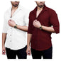 I Enterprise MenS Regular Fit Solid Soft Touch Cotton Casual Shirt Design With Spread Collar & Full Sleeve Pack Of 2_Color_Mult