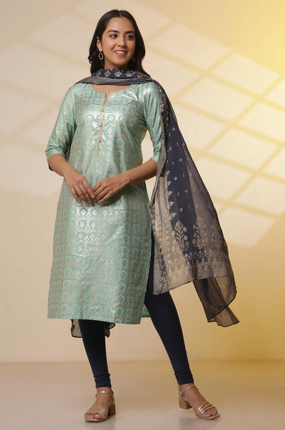 Aurelia WomenS Ornamental Straight Kurta Set With Leggings And Dupatta For Women