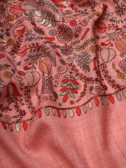 Pashmoda Women Gilkaari Pure Wool Embroidered Shawl (Size 101X203 CM)