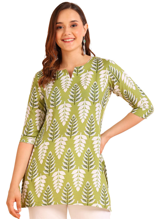 Dsk Studio Poly Rayon Short Kurti For Women & Girls Green