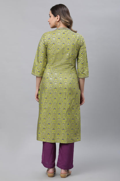 Aurelia WomenS Green Embroidered Festive Kurta In Floral Print