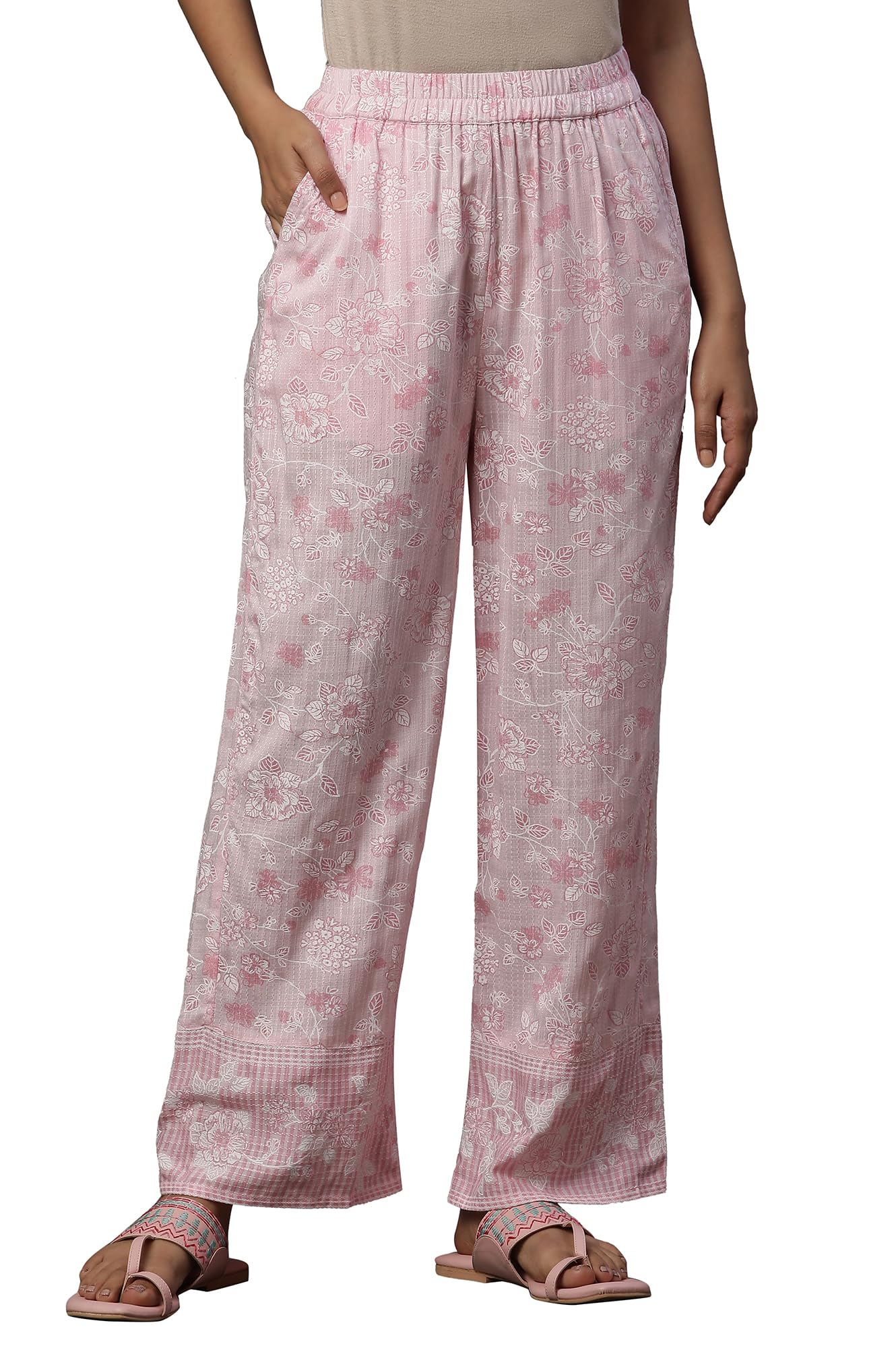 Aurelia Women's Rayon Casual Style Straight Palazzos (24Fea60341_Pink, Free size