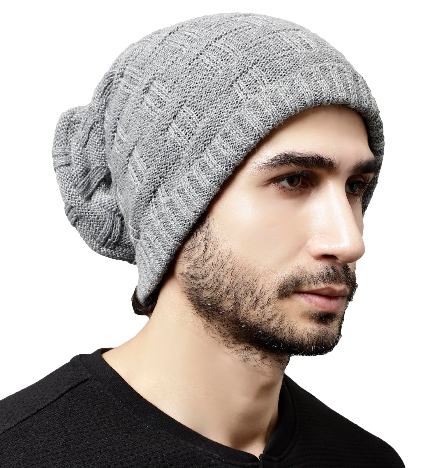 Weavers Villa Snow Proof Inside Fur Acro Wool Unisex Beanie Cap Knit Hat Thick Fleece Lined Winter Cap for Men & Women, Free Siz